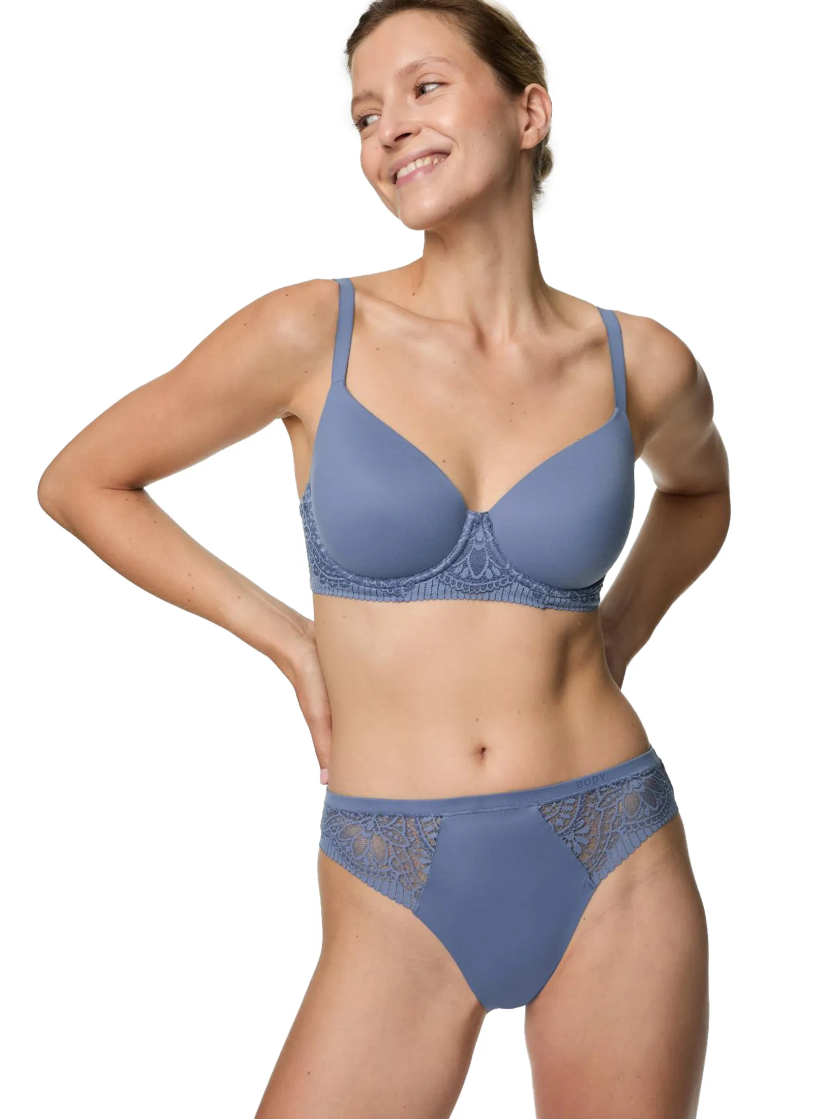 MARKS & SPENCER Women T-Shirt Bra Body Soft Wired Full Cup Slate Blue MARKS & SPENCER Women T-Shirt Bra Body Soft Wired Full Cup Slate Blue