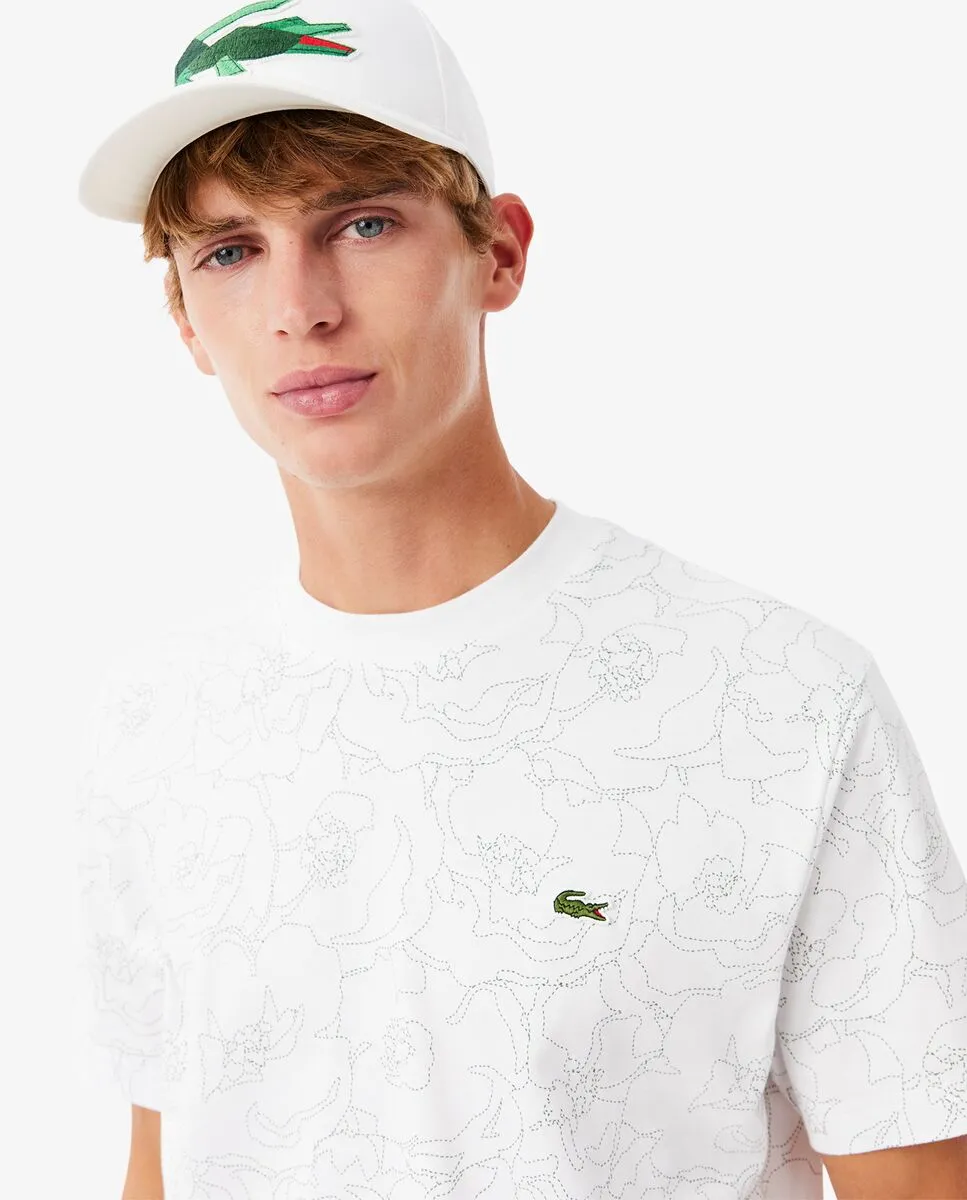LACOSTE Heavy Cotton Flower Print T-shirt White LACOSTE Heavy Cotton Flower Print T-shirt White