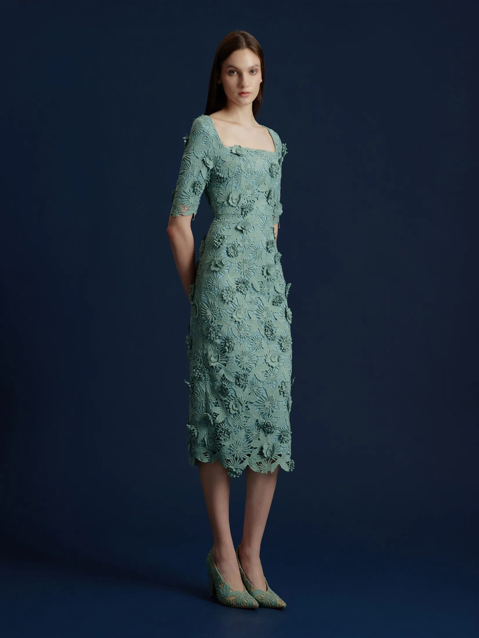ASAVA (AW24 )Zaira Floral-lace Women Pencil Dress Green ASAVA (AW24 )Zaira Floral-lace Women Pencil Dress Green