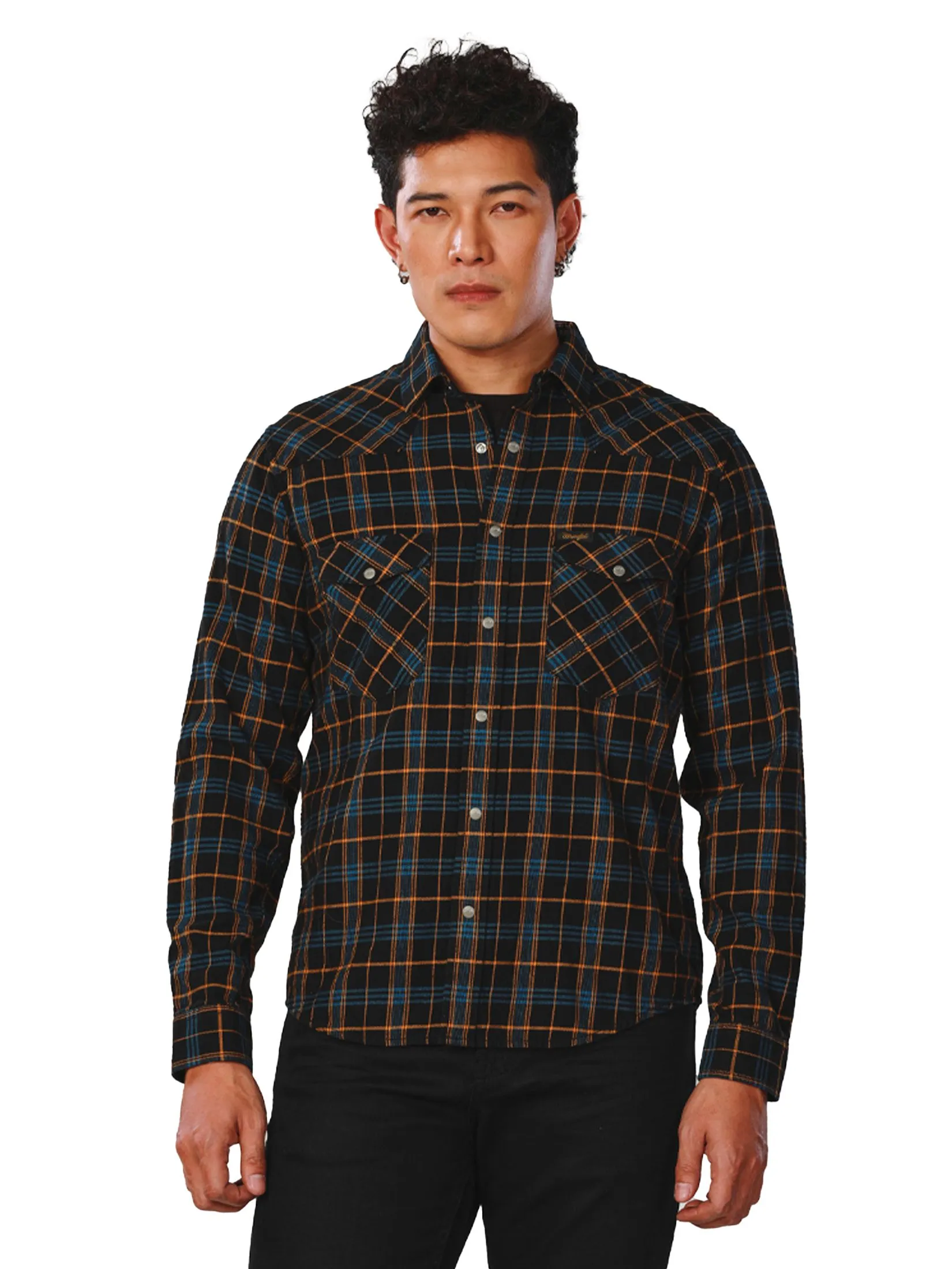 WRANGLER Men's Shirt Long Sleeve Everyday with Wrangler Collection Slim Fit Navy WRANGLER Men's Shirt Long Sleeve Everyday with Wrangler Collection Slim Fit Navy