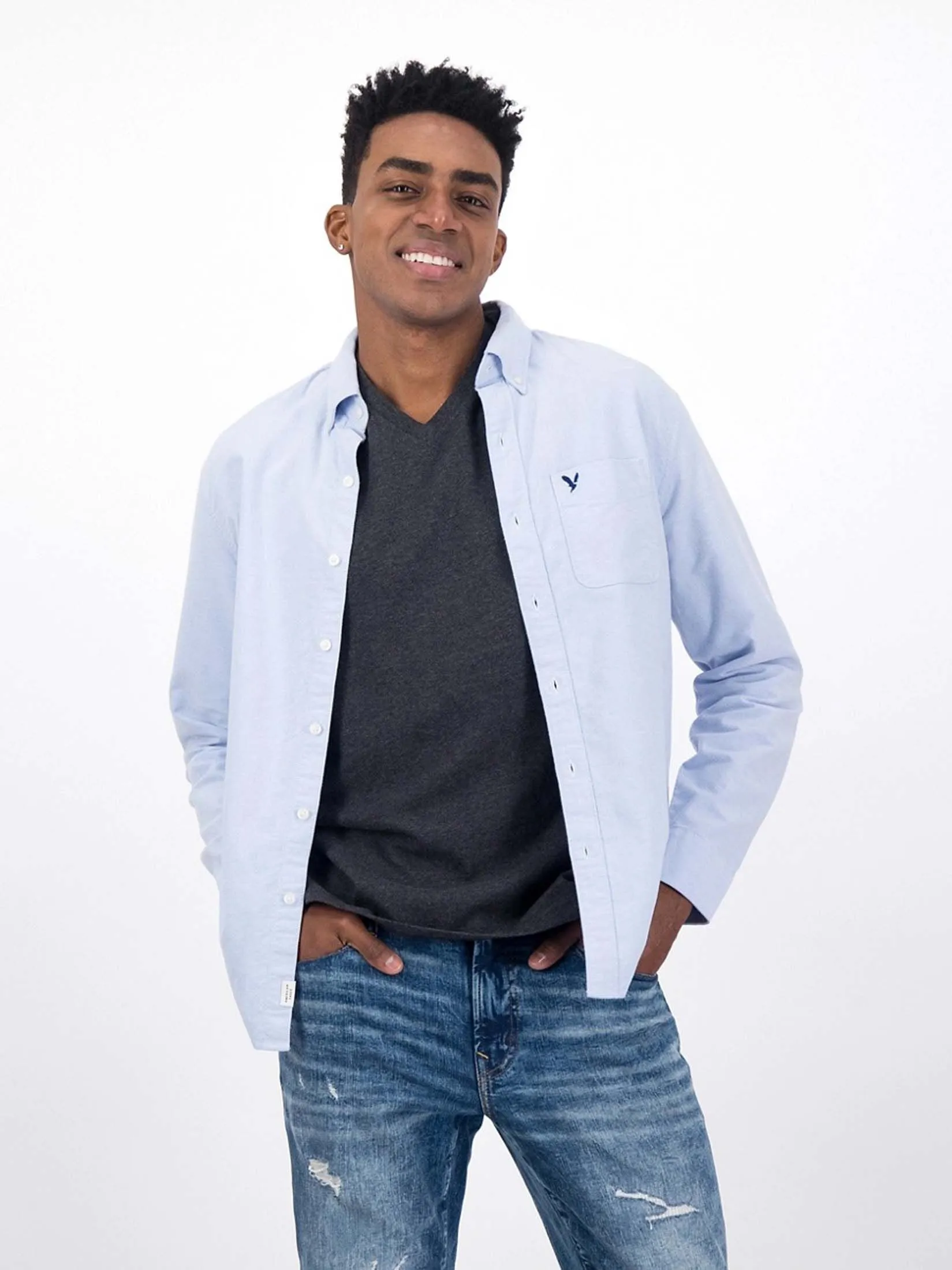 American Eagle MEN 2101 INT CF BTD YD SOLID OXFORD W EAGLE 400 BLUE American Eagle MEN 2101 INT CF BTD YD SOLID OXFORD W EAGLE 400 BLUE