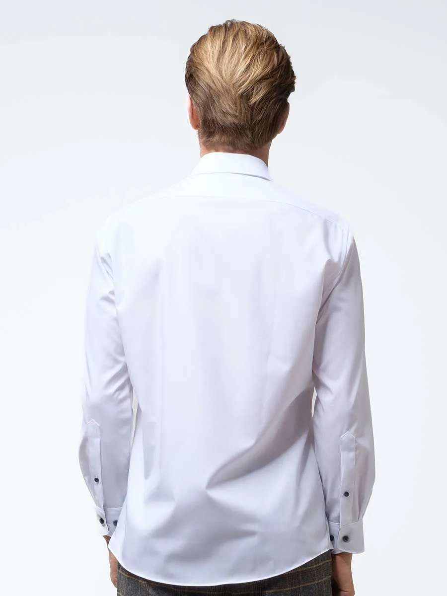 OLYMP MEN SHIRT LONG SLEEVES MODERN FIT WHITE EASY IRON OLYMP MEN SHIRT LONG SLEEVES MODERN FIT WHITE EASY IRON