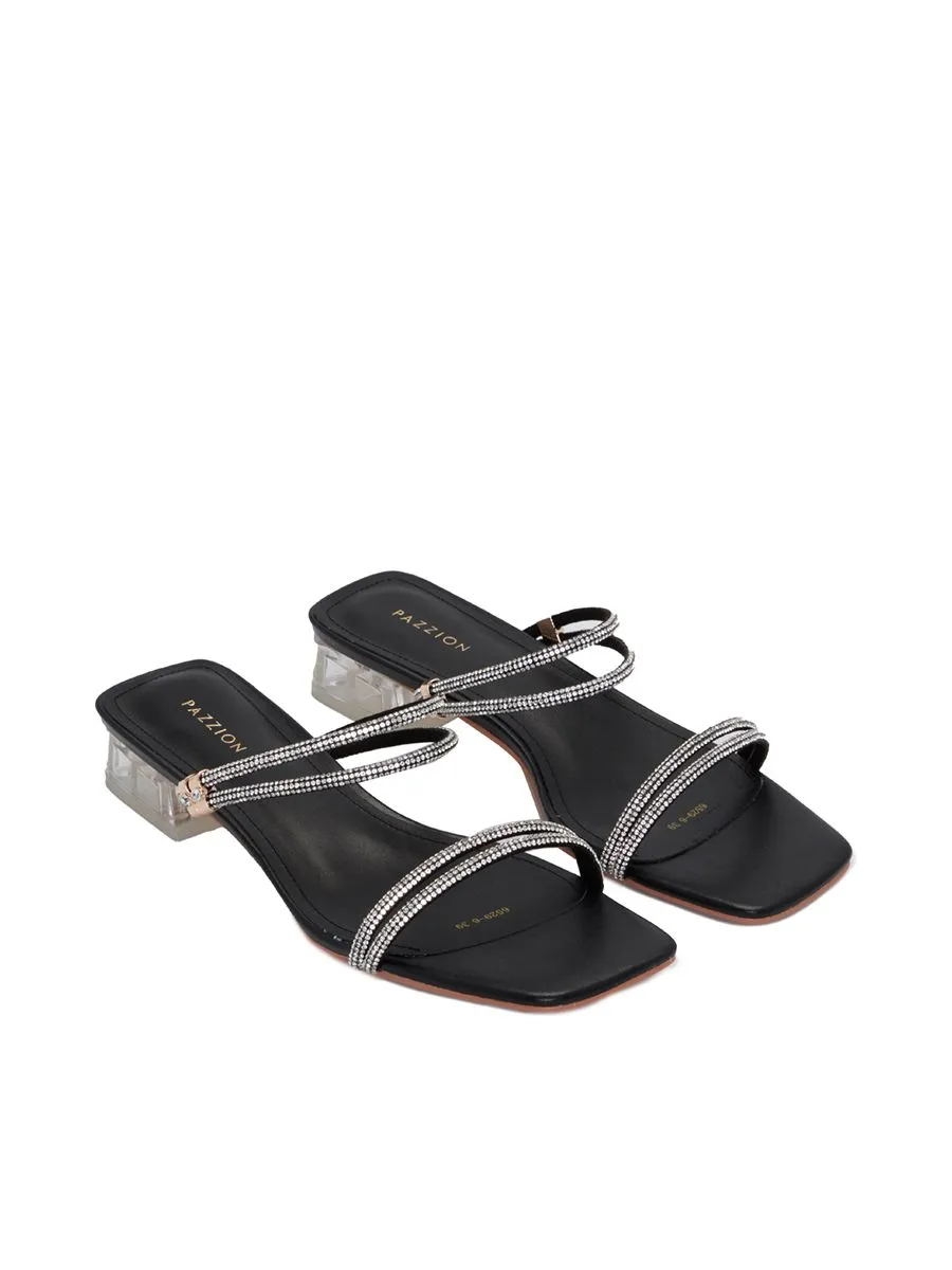 PAZZION Women Heel Slippers Strap Decorated PAZZION Women Heel Slippers Strap Decorated