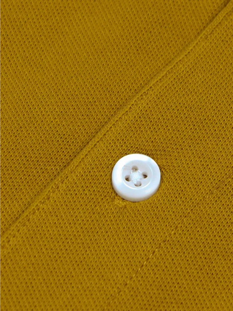 GIORDANO Men's Pique Slim Fit Embroidery Napoleon Polo Buckthorn Brown Yellow GIORDANO Men's Pique Slim Fit Embroidery Napoleon Polo Buckthorn Brown Yellow