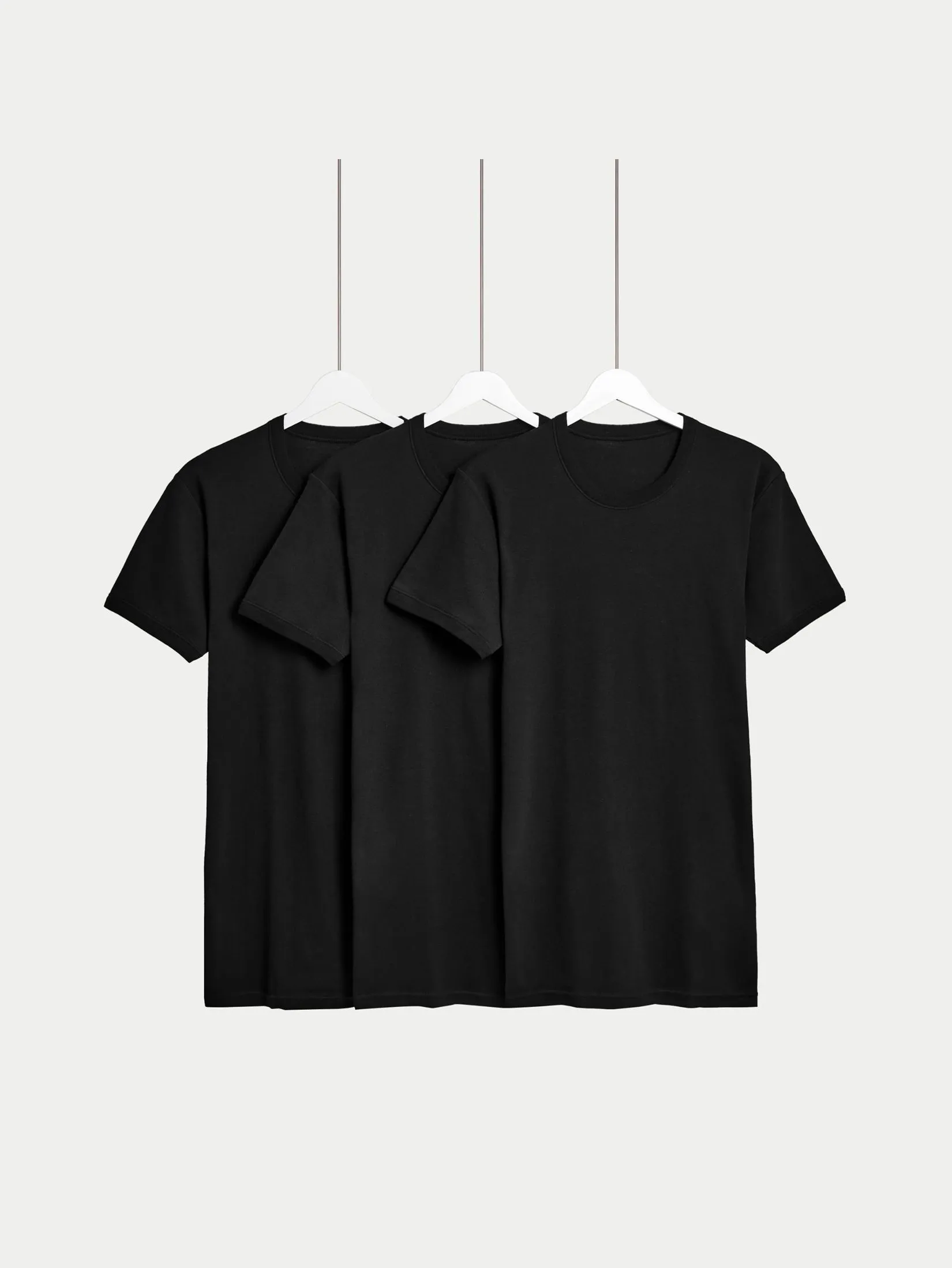 MARKS & SPENCER Men T-Shirt Vests 3pk Pure Cotton Y0 Black MARKS & SPENCER Men T-Shirt Vests 3pk Pure Cotton Y0 Black