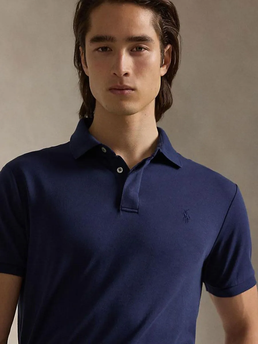 POLO RALPH LAUREN Men Polo-Custom Slim Fit Soft Cotton Polo Shirt MNPOKNI1N822980-Navy-410 POLO RALPH LAUREN Men Polo-Custom Slim Fit Soft Cotton Polo Shirt MNPOKNI1N822980-Navy-410