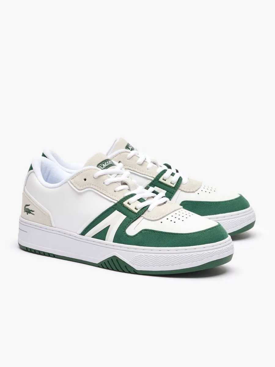 LACOSTE White Men’s L001 Contrasted Leather Trainers LACOSTE White Men’s L001 Contrasted Leather Trainers