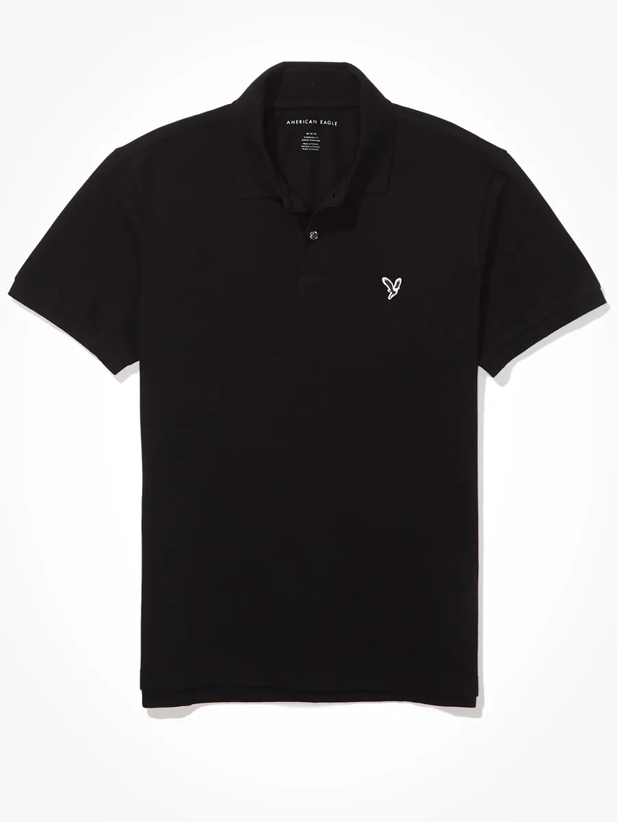 American Eagle MEN P - STANDARD FIT COTTON/FLEX POLO -INTL 001 BLACK American Eagle MEN P - STANDARD FIT COTTON/FLEX POLO -INTL 001 BLACK