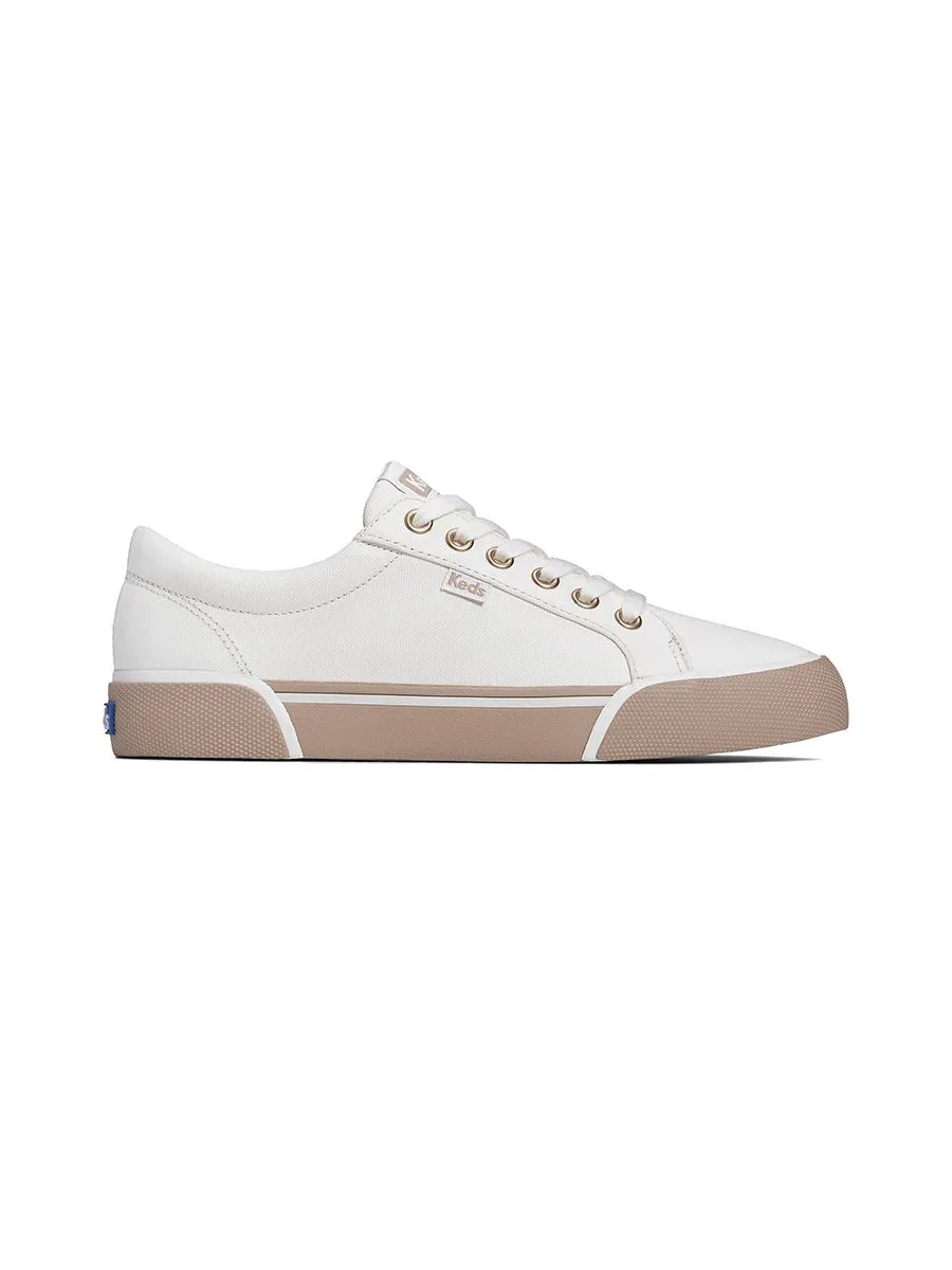KEDS Women Jump Kick Canvas Bumper Foxing White/Taupe KEDS Women Jump Kick Canvas Bumper Foxing White/Taupe