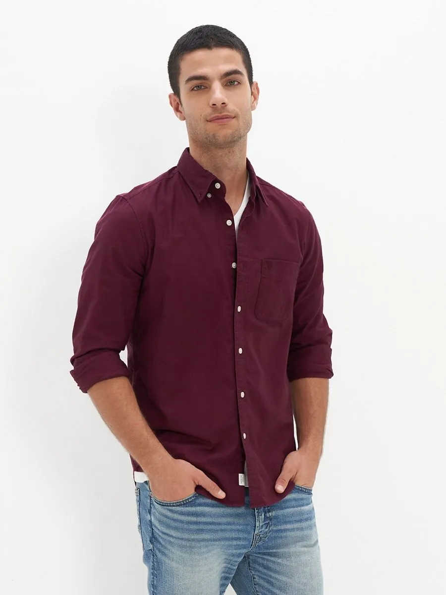 American Eagle MEN 2232 INT SF BTD STRETCH PIECE DYE OXFORD  BURGUNDY American Eagle MEN 2232 INT SF BTD STRETCH PIECE DYE OXFORD  BURGUNDY