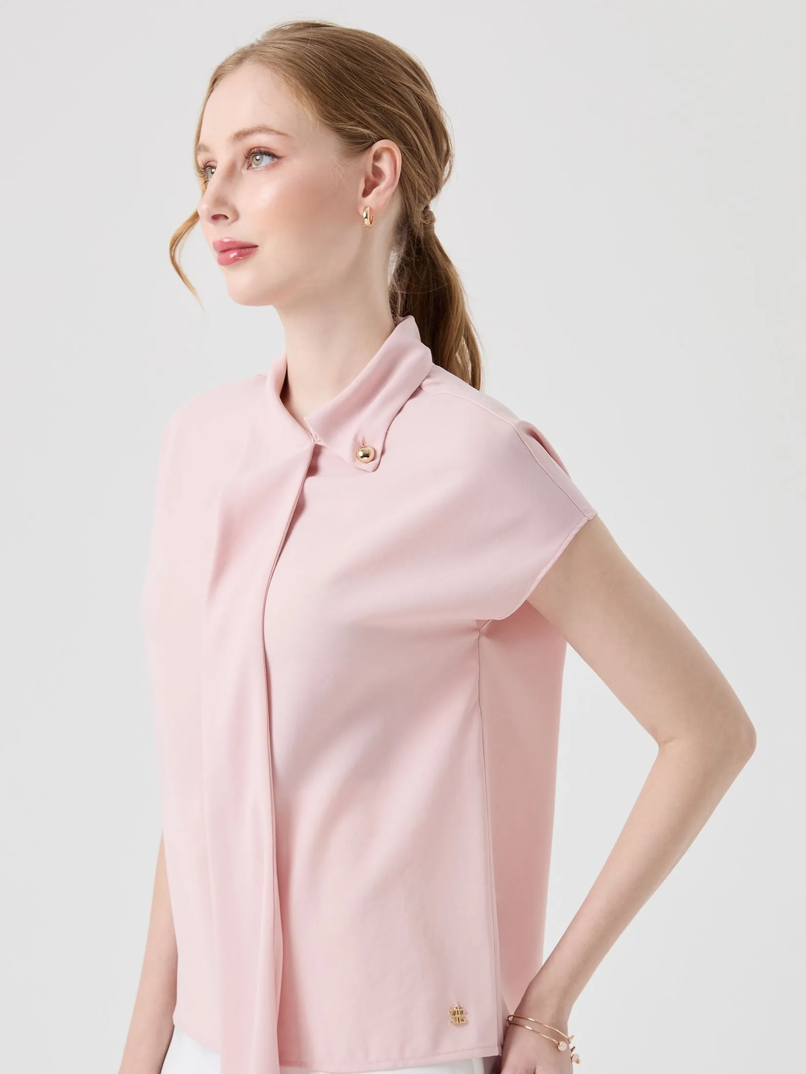 ESPADA Scarf Detail Blouse Woman Pink ESPADA Scarf Detail Blouse Woman Pink