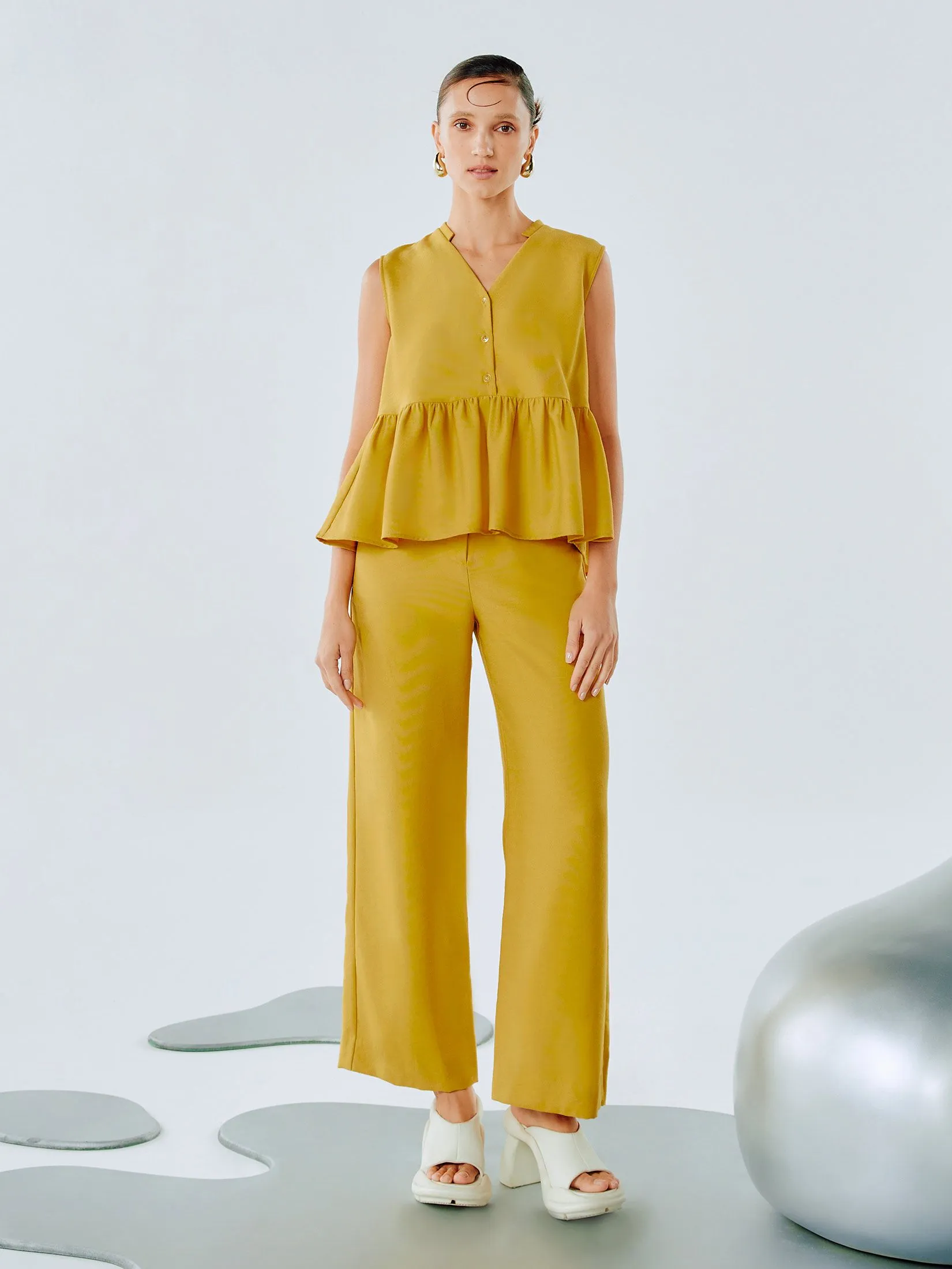 Shaka Woman Pants Corduroy  Yellow Shaka Woman Pants Corduroy  Yellow