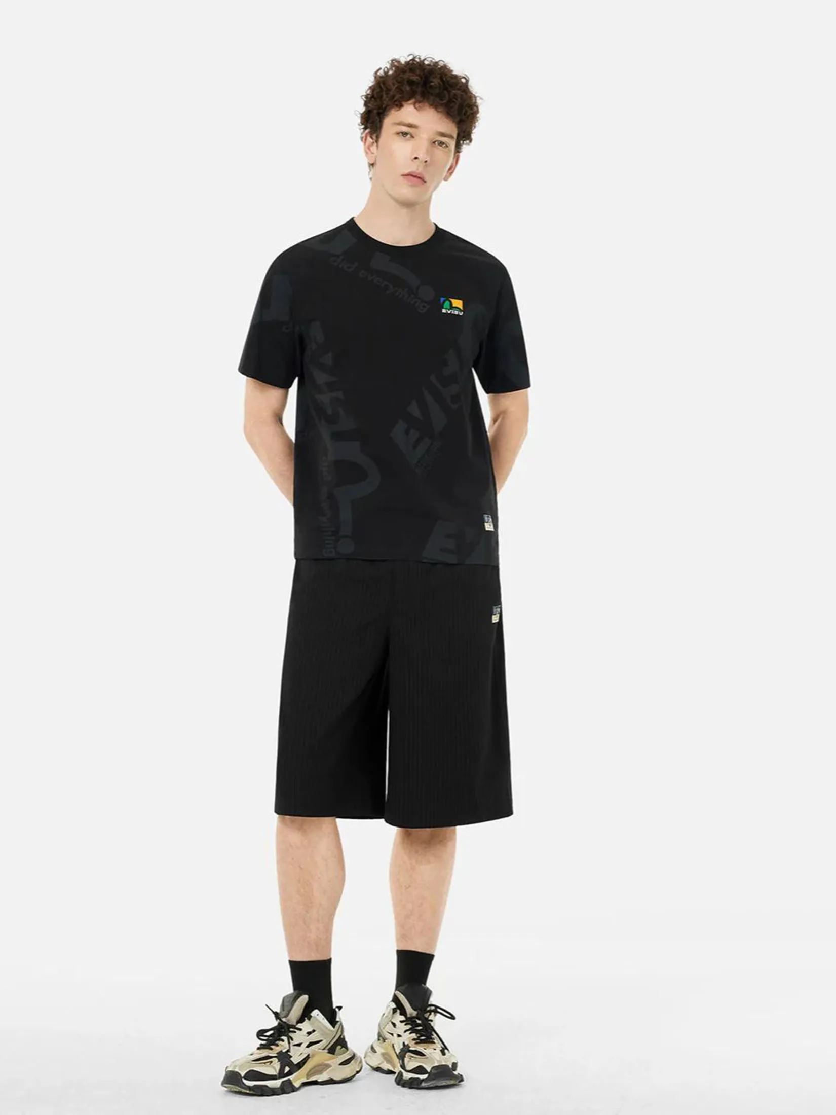 EVISU Men T-Shirt Allover Logo and Seagull Print Regular Fit EVISU Men T-Shirt Allover Logo and Seagull Print Regular Fit
