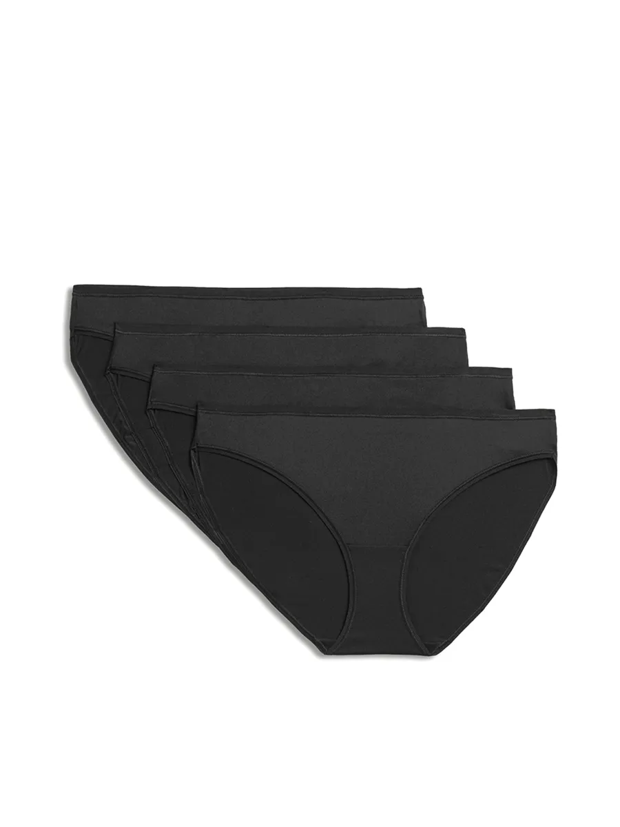MARKS & SPENCER Women Bikini Knickers 4pk Microfibre Black MARKS & SPENCER Women Bikini Knickers 4pk Microfibre Black