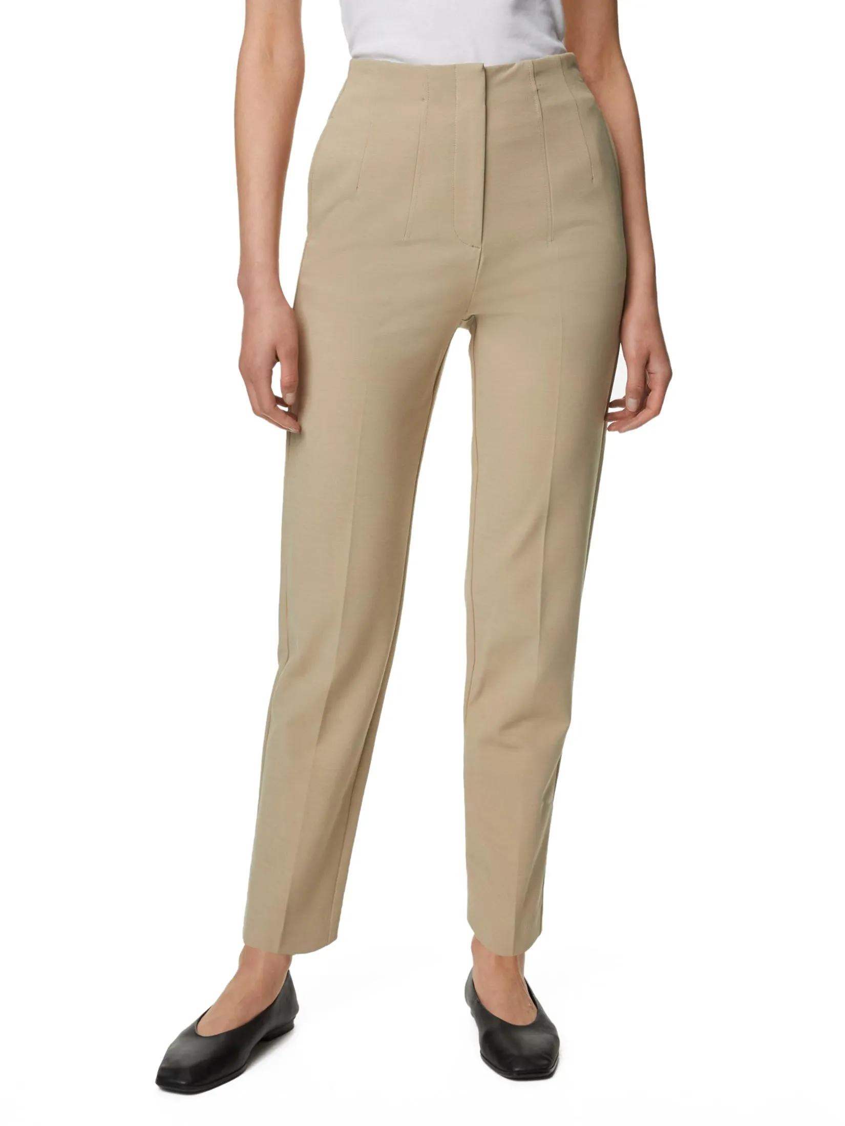 MARKS & SPENCER Women Trousers Tapered Ankle Grazer Natural Beige MARKS & SPENCER Women Trousers Tapered Ankle Grazer Natural Beige