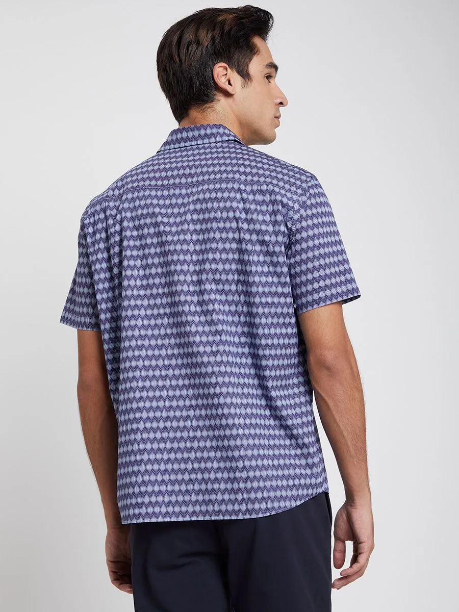 ALUMNUS Men Shirts Short Sleeves Printed Navy ALUMNUS Men Shirts Short Sleeves Printed Navy