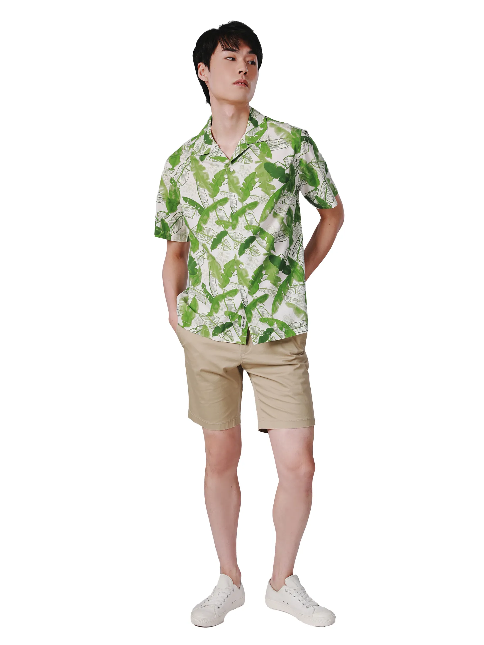 JOHN HENRY Men s Short Sleeves Hawaii Shirts (Relaxed Fit) SONGKRAN FESTIVAL Green JOHN HENRY Men s Short Sleeves Hawaii Shirts (Relaxed Fit) SONGKRAN FESTIVAL Green