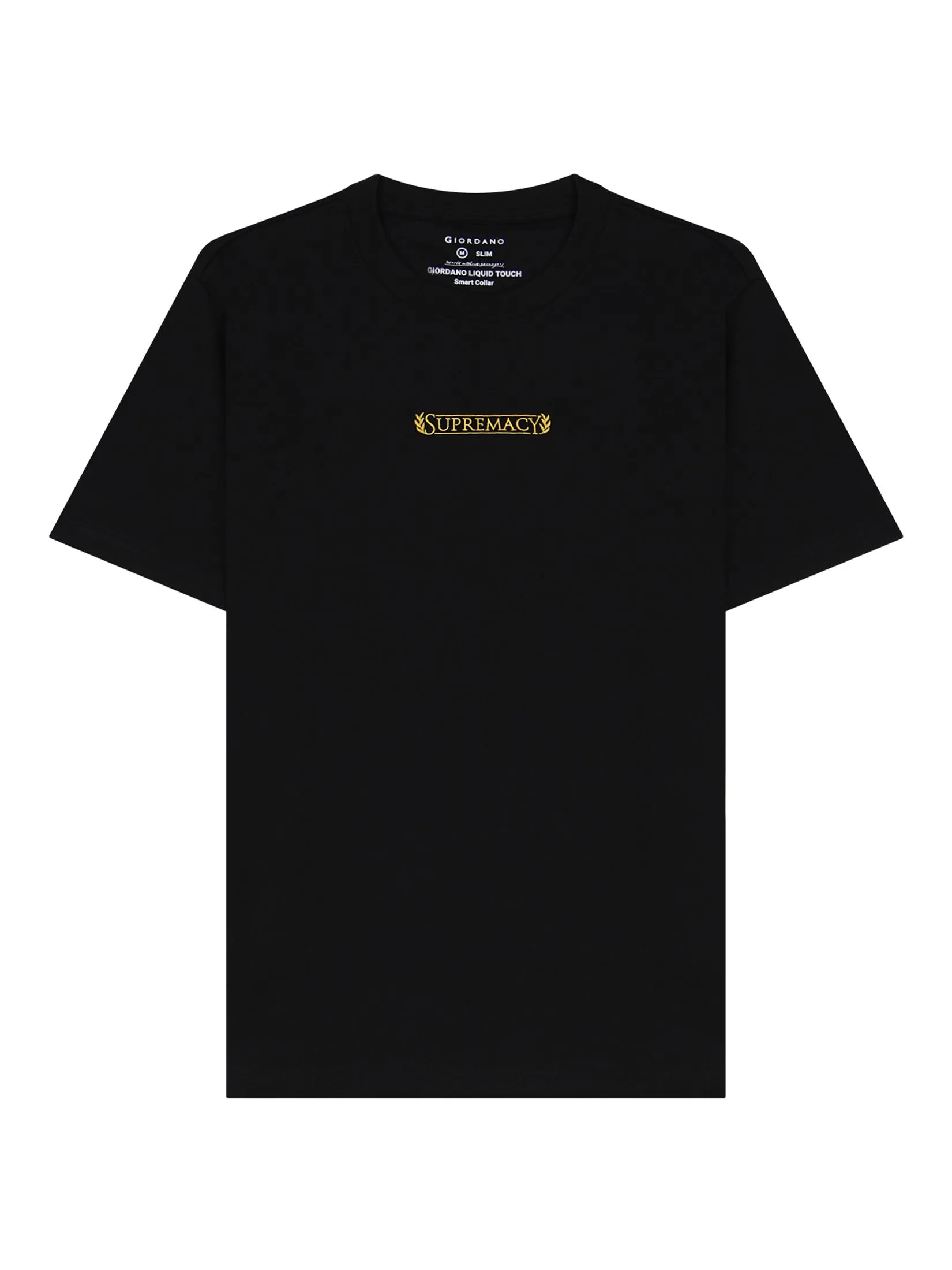 GIORDANO Men Liquid Touch Crew Neck Supremacy T-shirt (Smart Collar) Signature Black GIORDANO Men Liquid Touch Crew Neck Supremacy T-shirt (Smart Collar) Signature Black