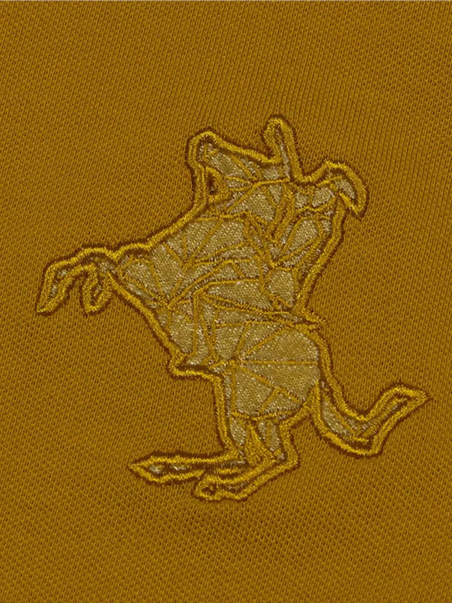 GIORDANO Women's Pique Short Sleeve Slim Fit Bold Polo (Napoleon) Buckthorn Brown Yellow