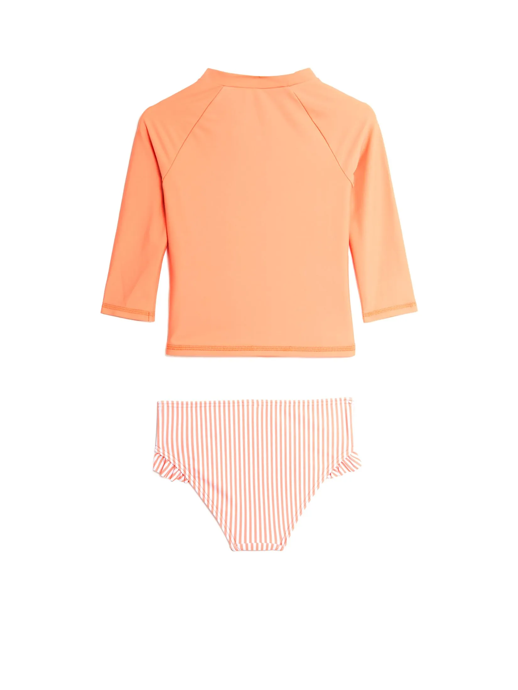 MARKS & SPENCER KIDS Girl Toddler Swim Set 2 Pcs. Tiger Vest Long Sleeve Rash Coral