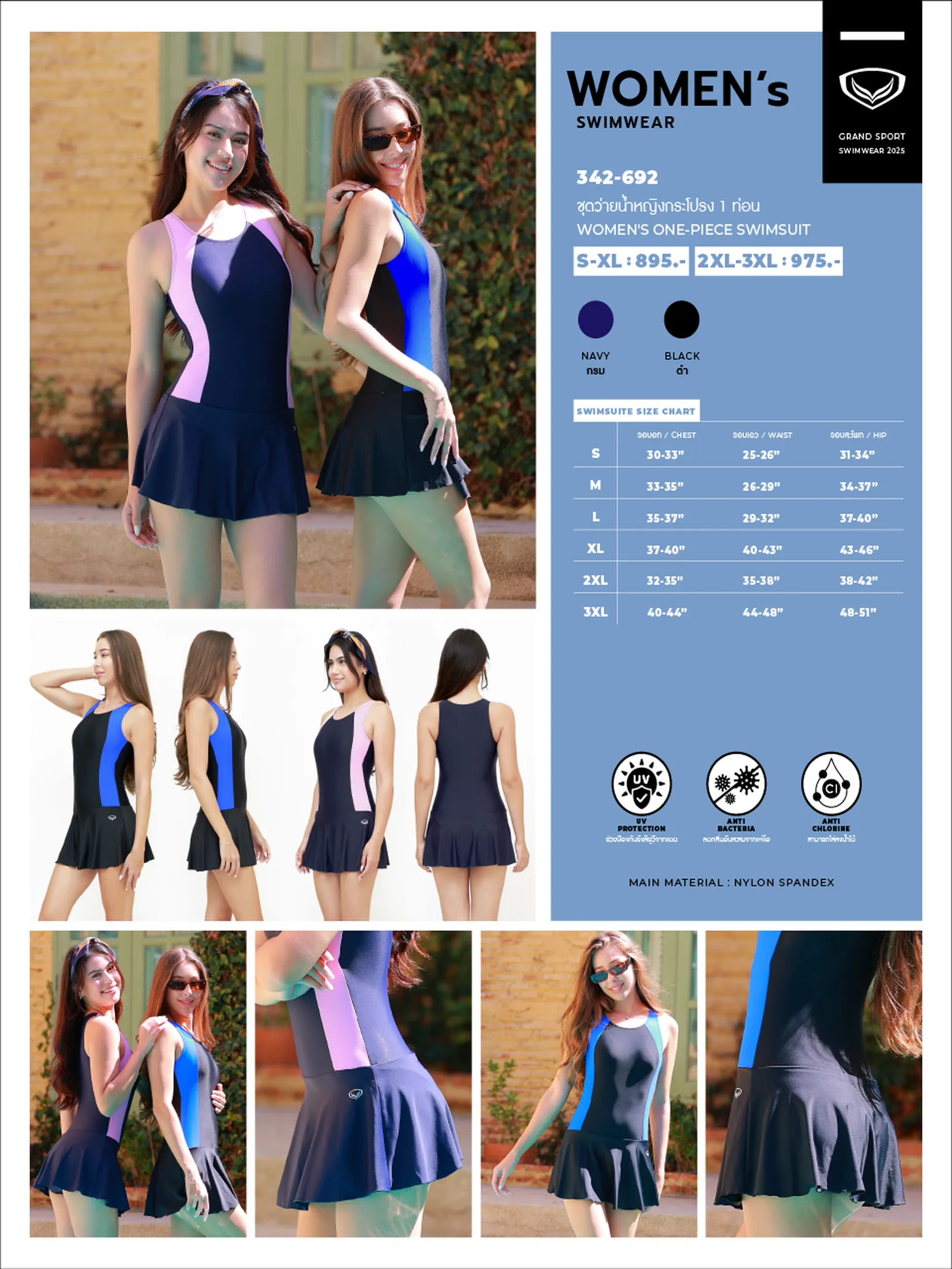 GRAND SPORT Navy Blue WOMEN ONE PIECE SWIMSUIT