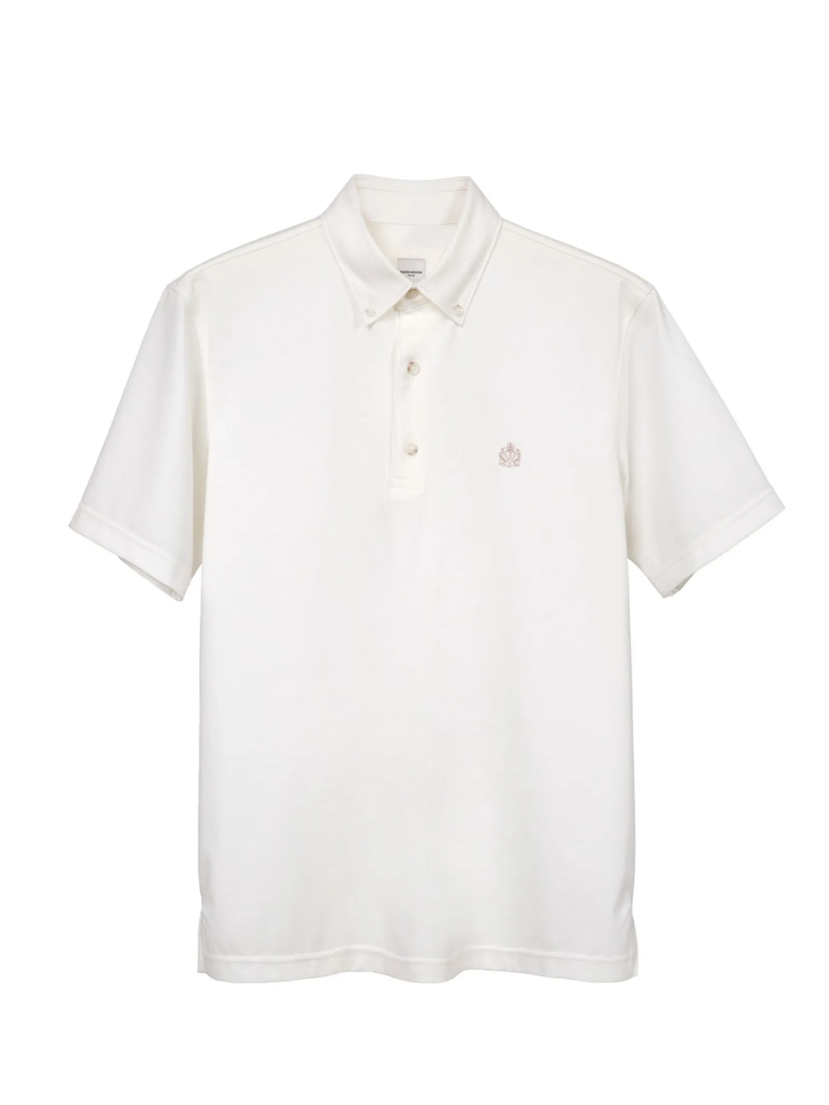 TAKEO KIKUCHI MEN WHITE  ECO SMOOTH AND SILKY BUSINESS POLO SHIRT