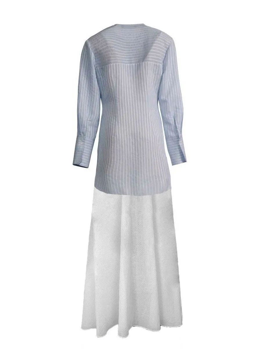 SENADA WOMEN LIGHT BLUE MAXI SHIRT DRESS