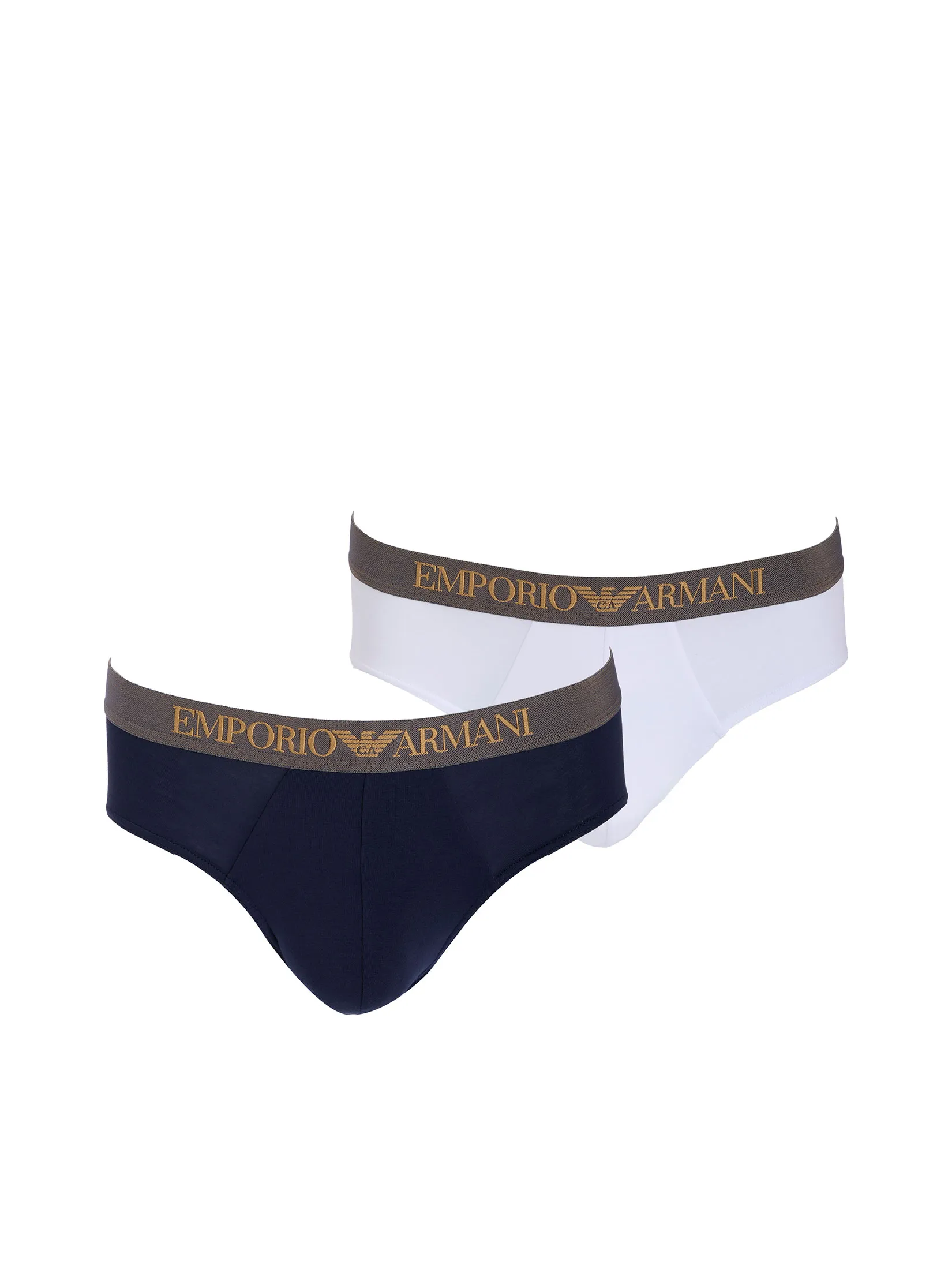 EMPORIO ARMANI Men Underwear Brief 2 Pack SS25 M0079 White / Armani Blu