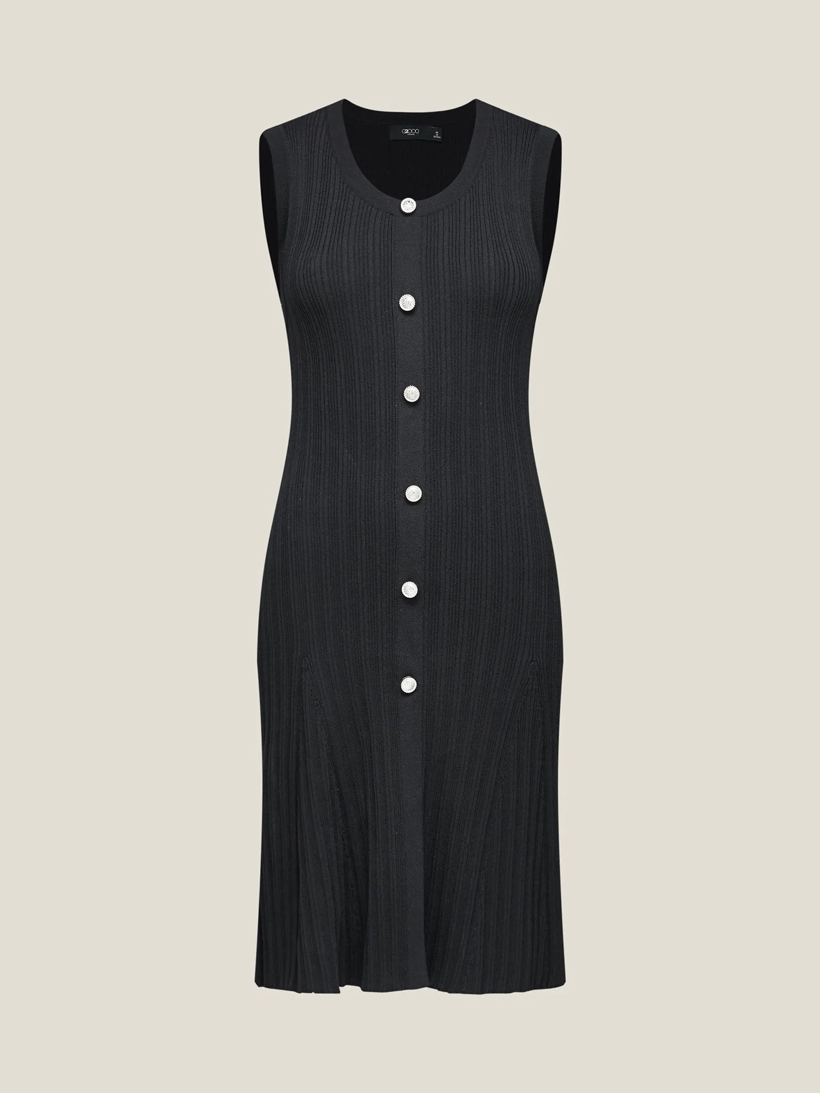 G2000 Women Clothing Crew Neck Rib Sweater Dress  A-Shape - Black