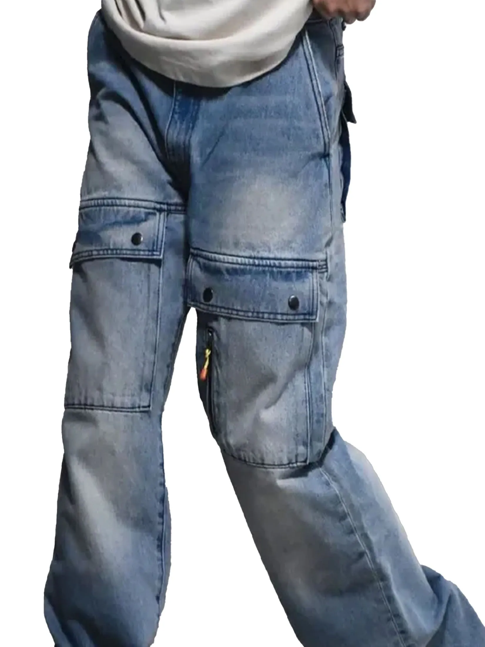 ERA-WON Men's Denim Baggy Jeans light blue