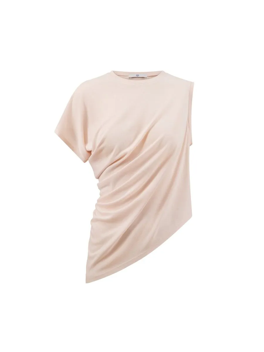 ASV (AW23) Riley Asymmetric Draped Women Top  Beige