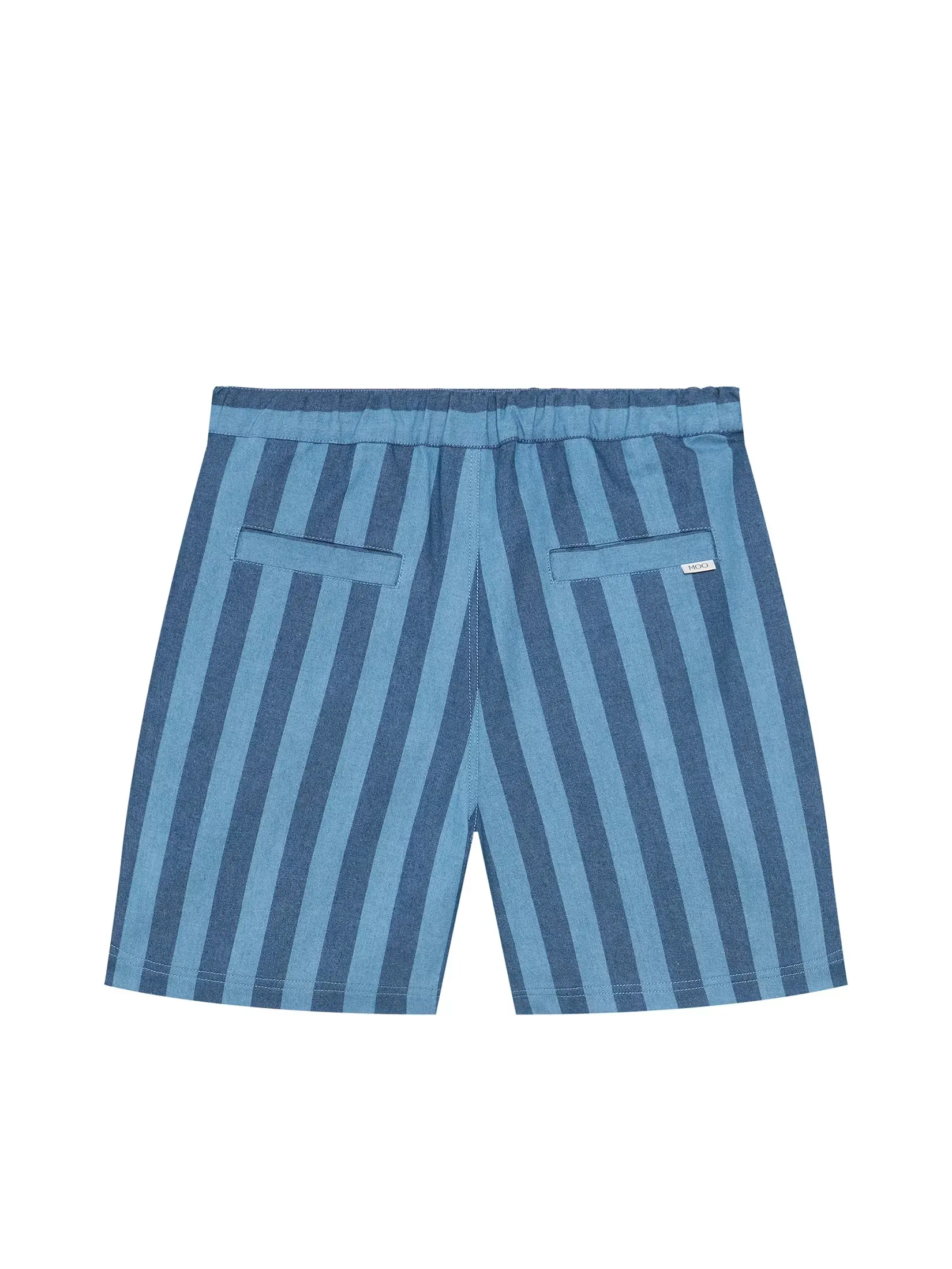 MOO [MOO 5/25] Striped Denim Shorts Blue