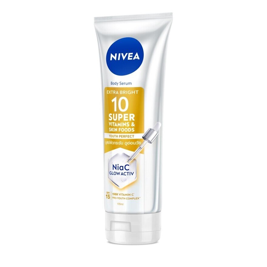 Nivea Body Serum Extra Bright 10 Super Vitamins  Skin Foods Youth Perfect 170 Ml.