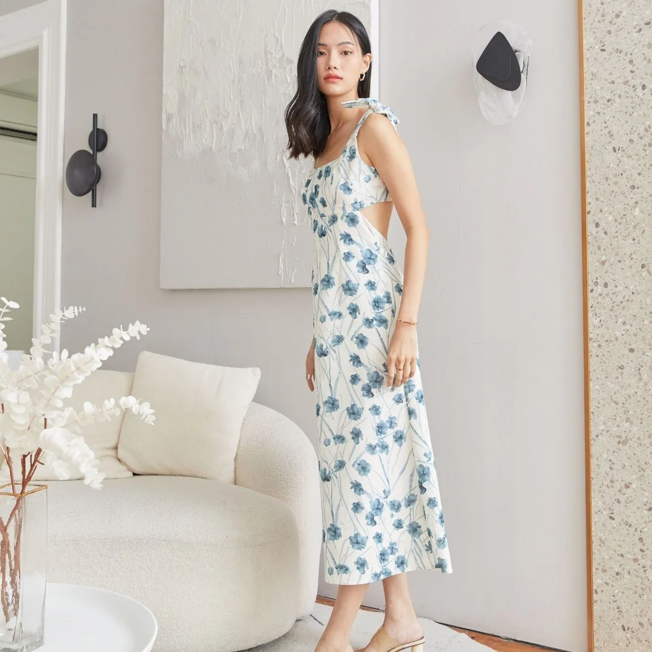 ROSE THE LABEL Blue Luna printed dress