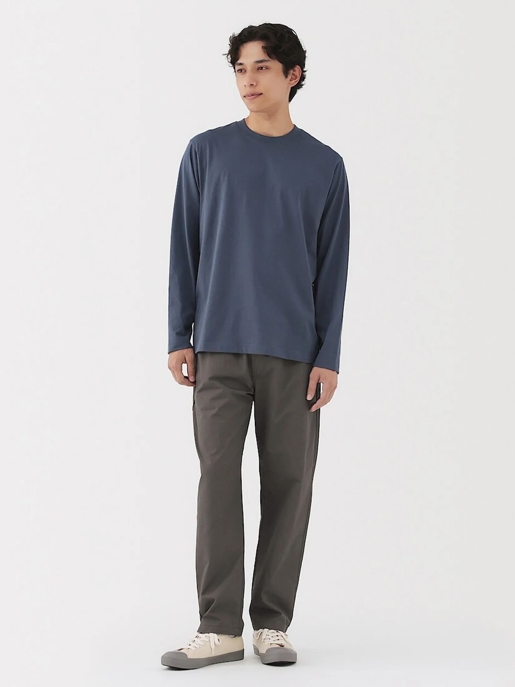 MUJI Men Pants Washed Cotton Easy