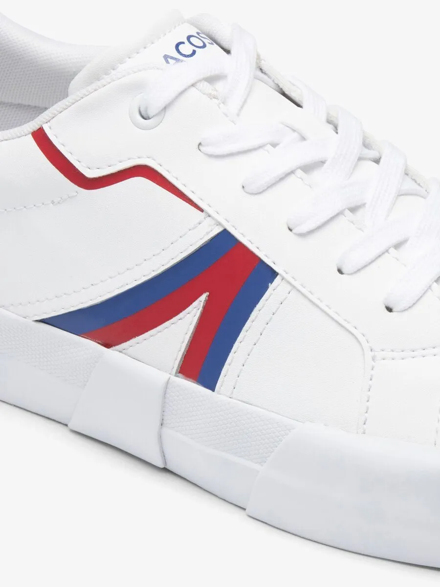 LACOSTE White Men’s L004 Contrasted Leather Trainers