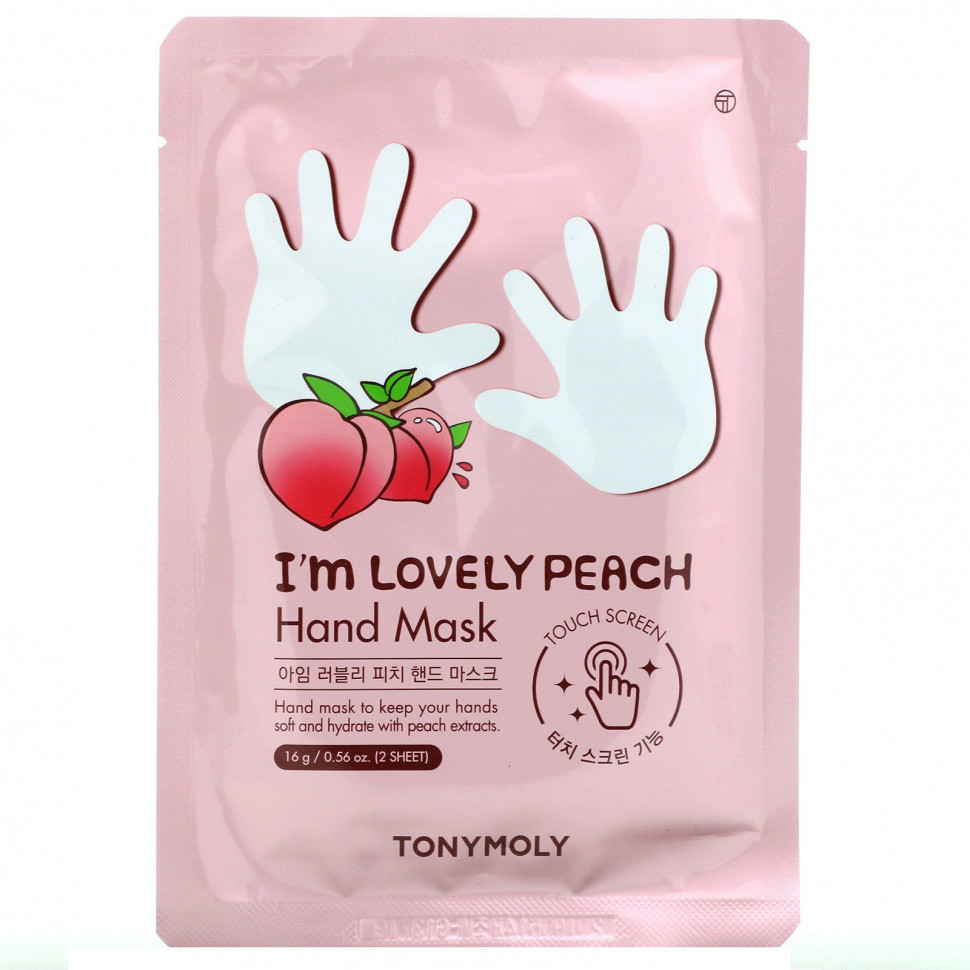 Tony Moly, I'm Lovely Peach, маска для рук, 1 пара, 16 г (0,56 унции)