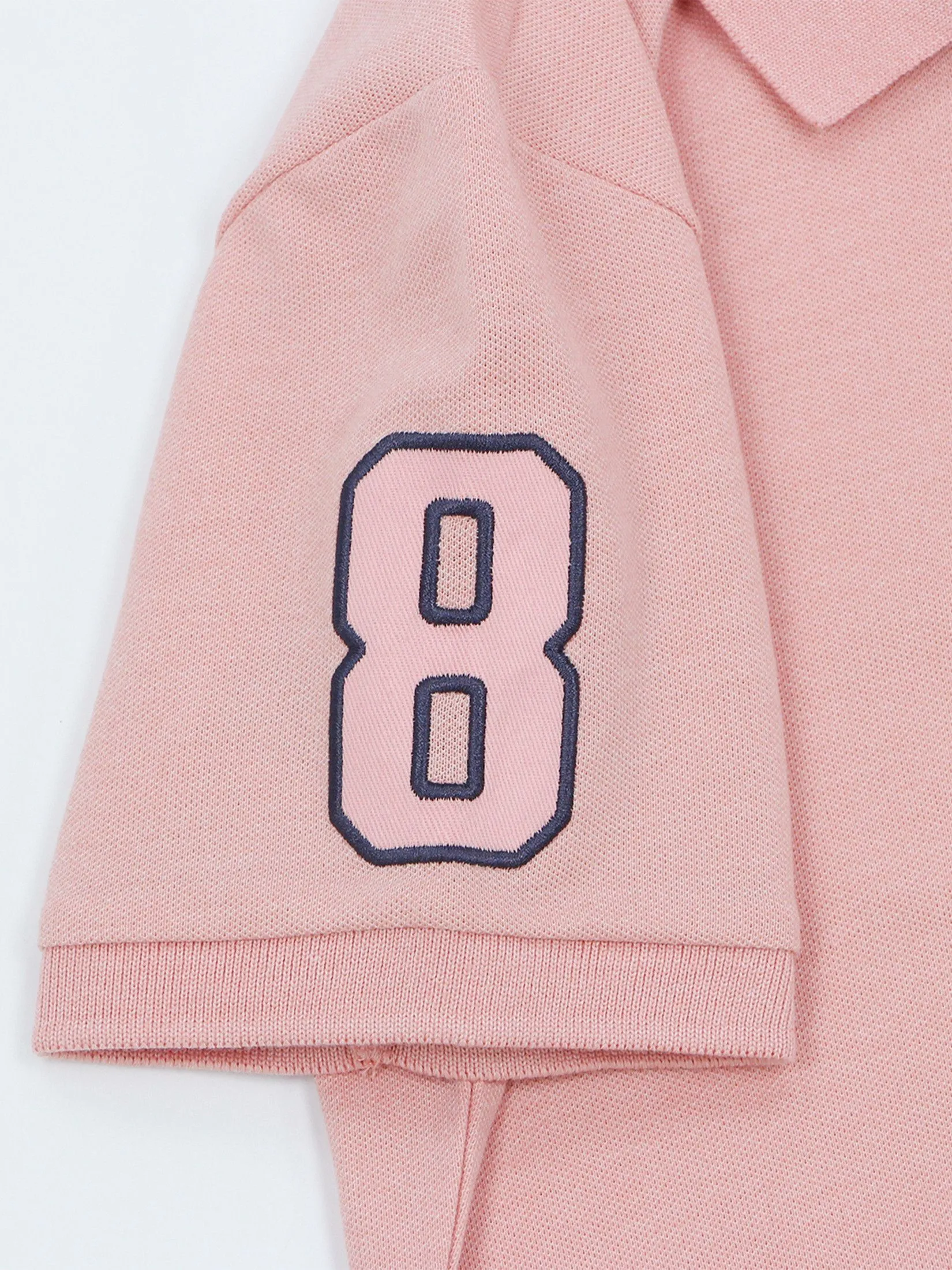 GIORDANO Women's Cotton Lycra Embroidery Polo (3D Lion) Melange Rose Tan