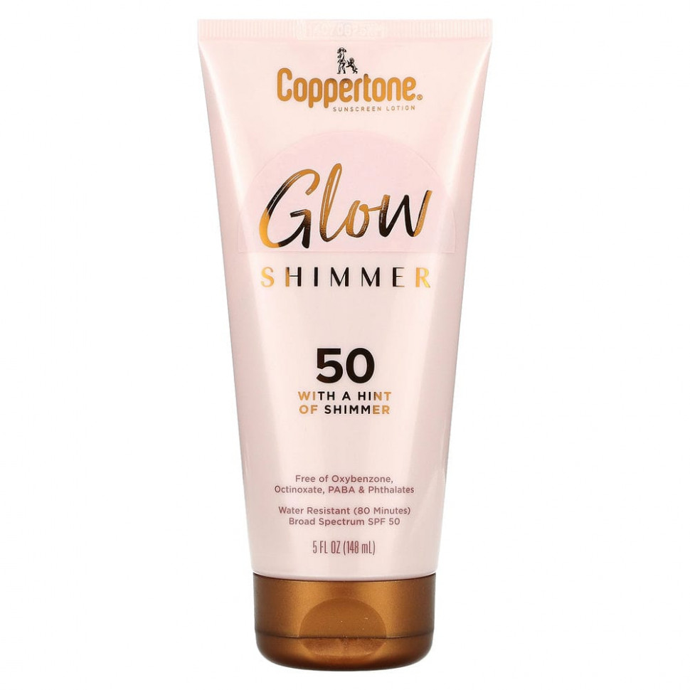 Coppertone, Glow, Shimmer, солнцезащитный лосьон, SPF 50, 148 мл (5 жидк. Унций)