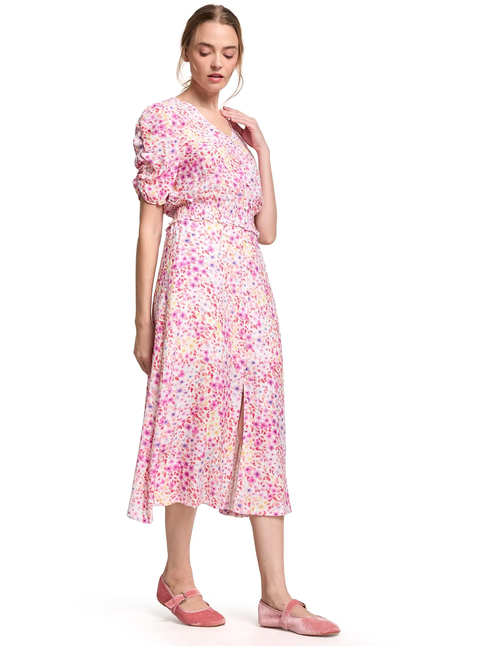 LOLITA Women Midi Skirt With Front Slit And Button Detail