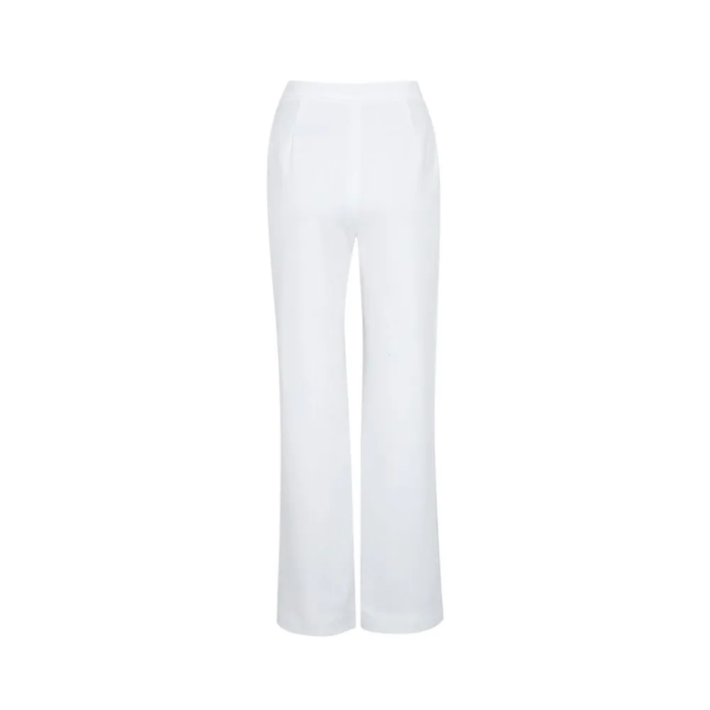 ELITE White Hidden Stripe Straight Pants No.034001R