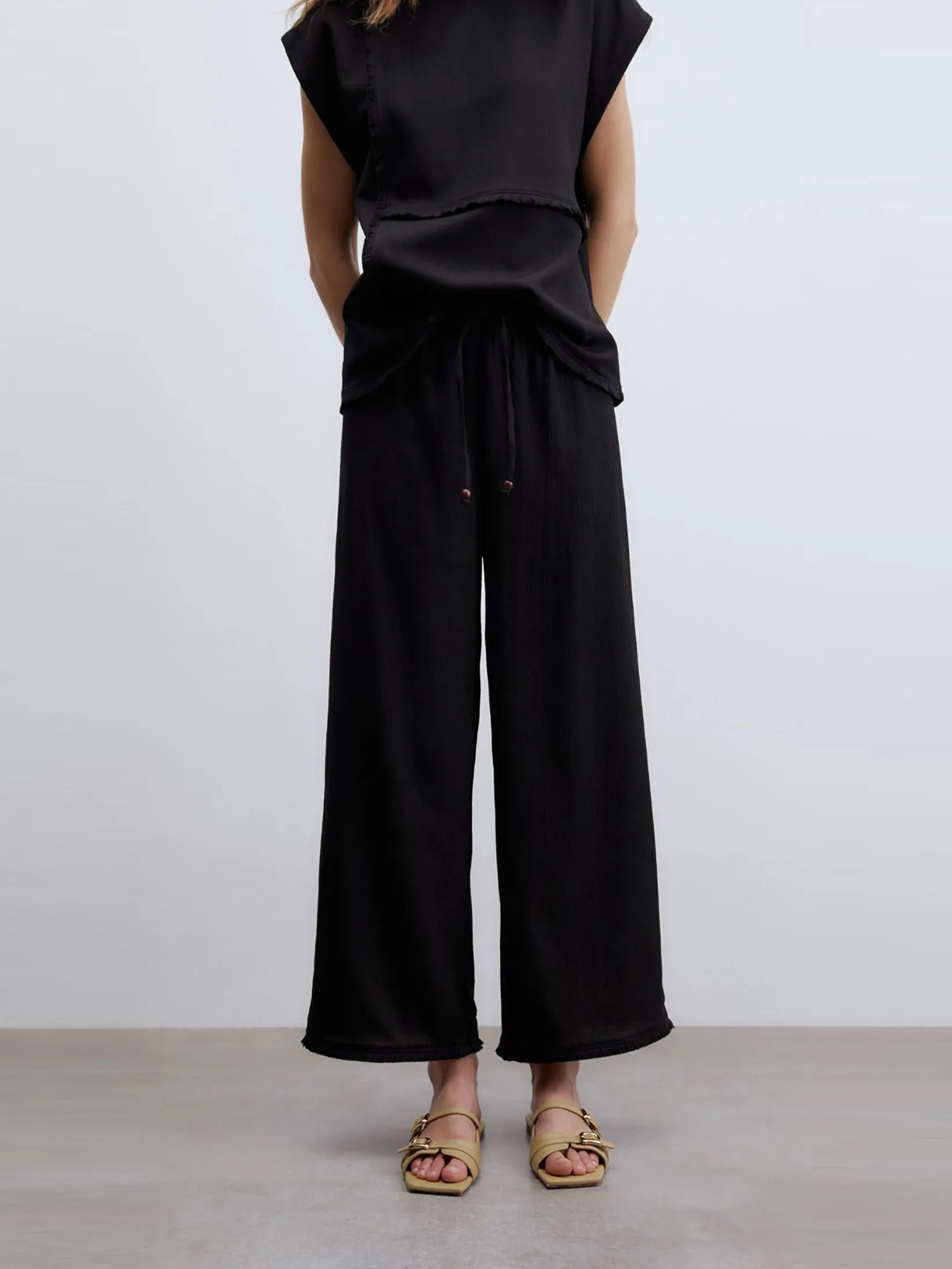 SFERA Women Trousers Wide Leg Fringe