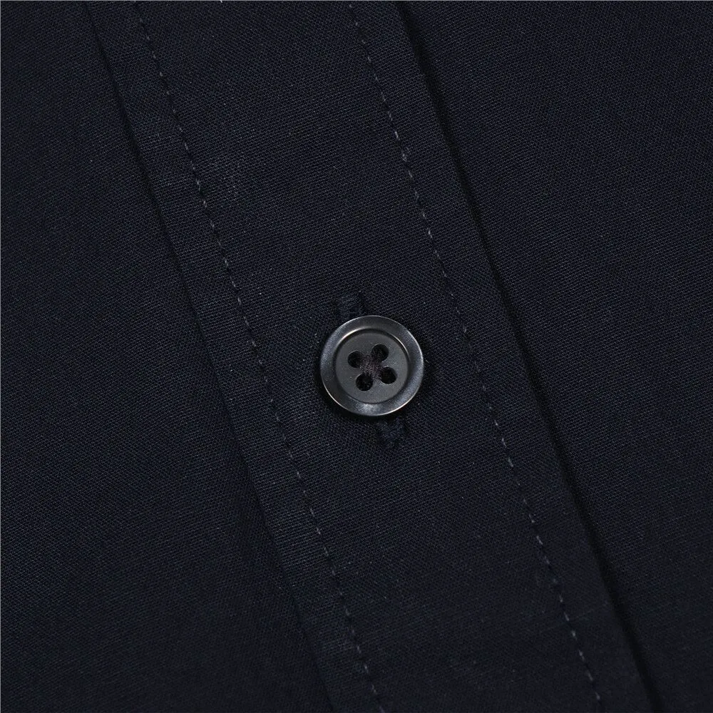 GIORDANO Navy Blue Men's Stretch Long Sleeve Slim Button Front Shirt