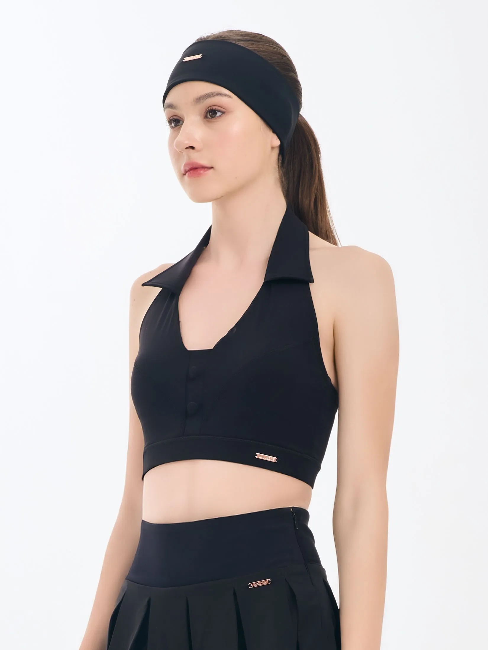 VANESSE Black HALTER SPORT BRA (029102)