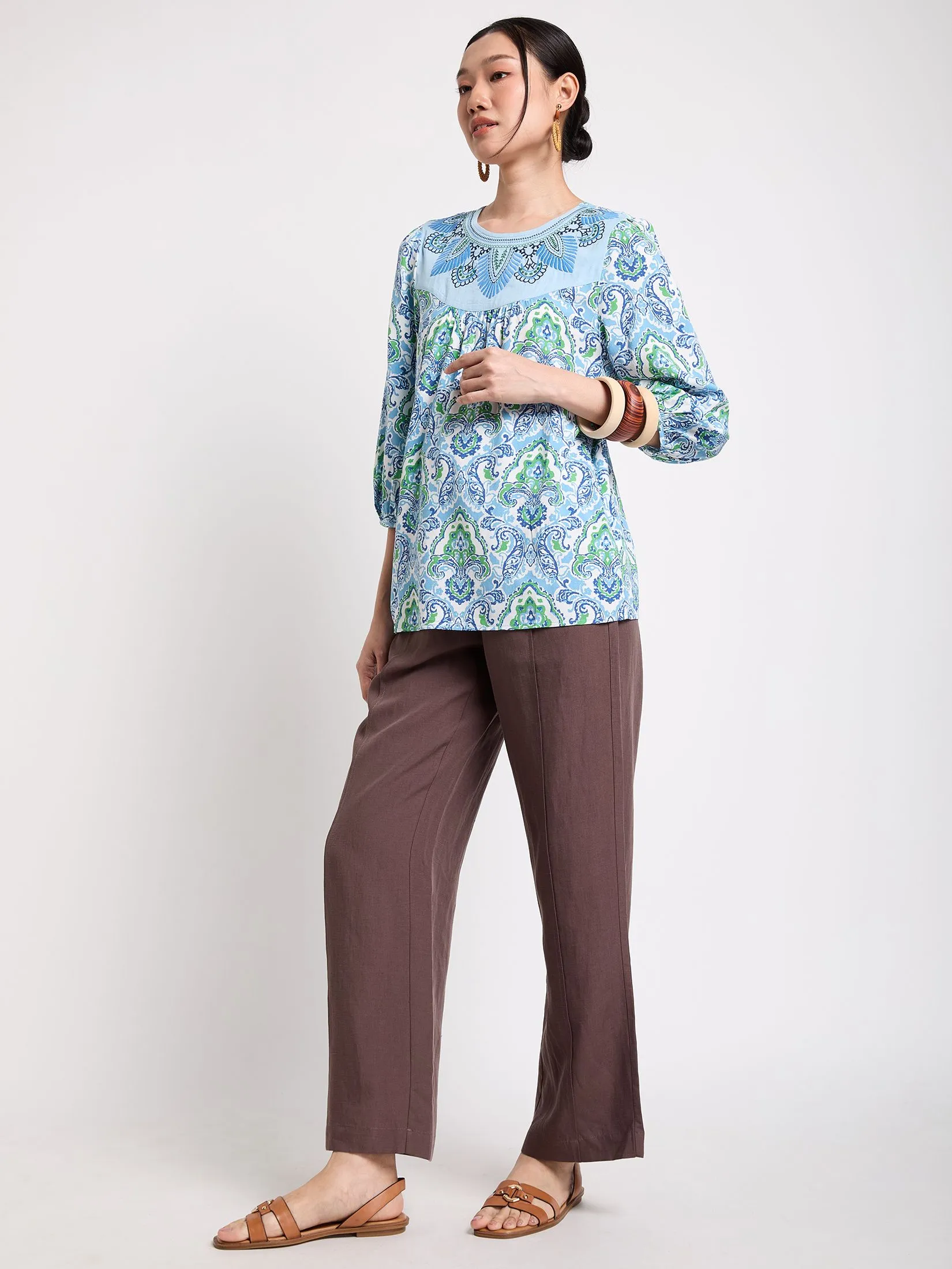 JOURNAL Women Blouse Long Sleeves Crew Neck