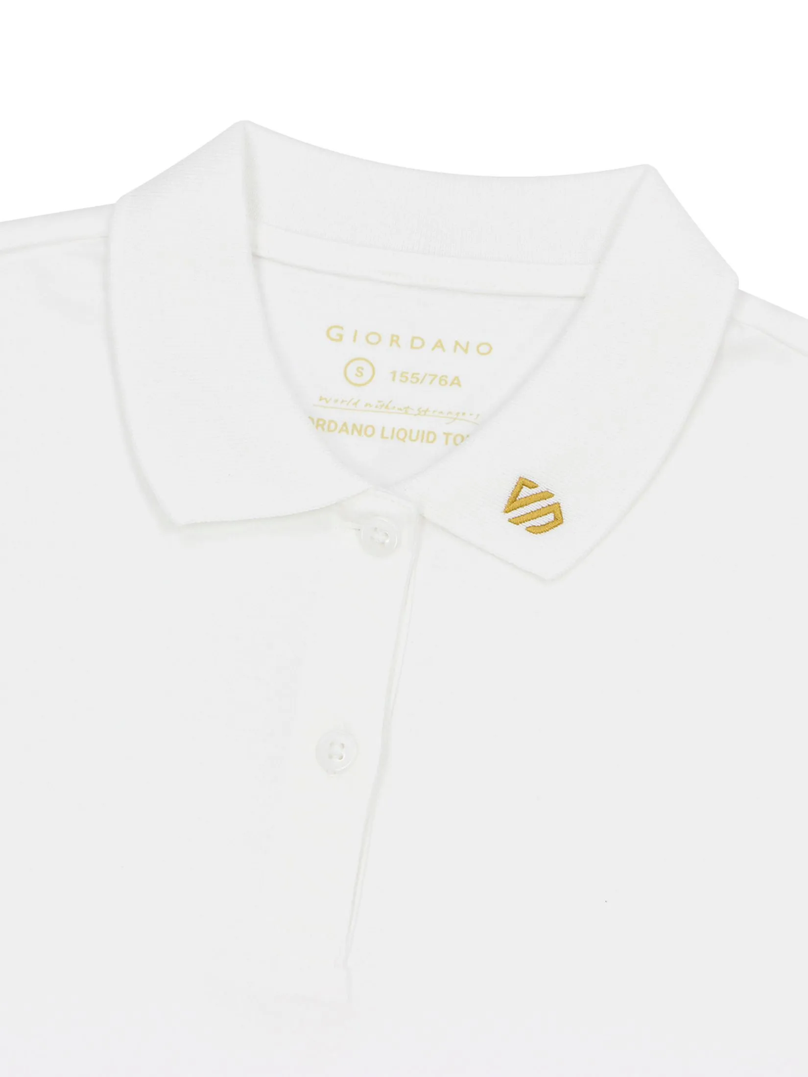 GIORDANO Women's Slim Fit Embroidery Bold Polo (Liquid Touch) Signature white