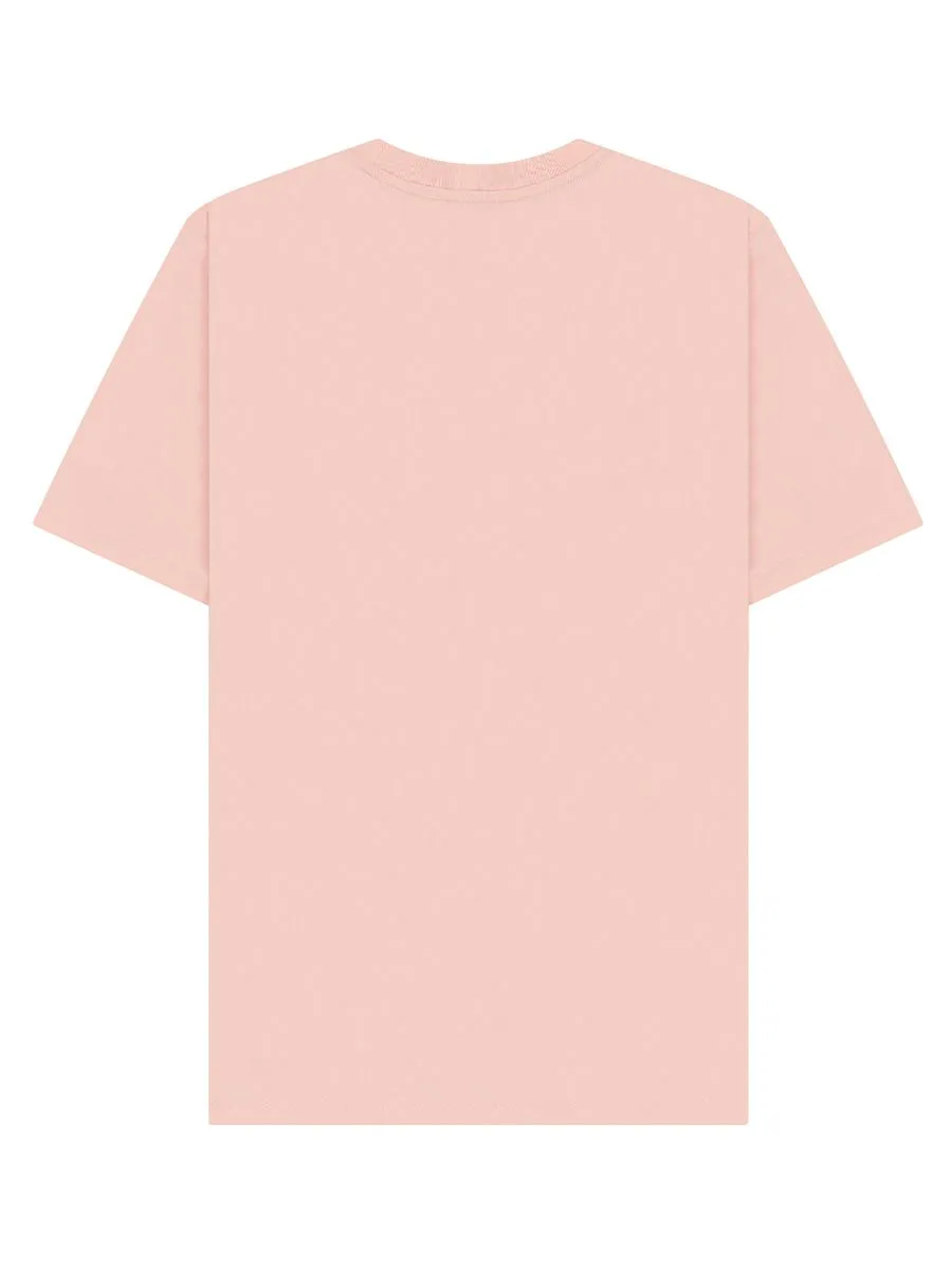 GIORDANO Men's Slim Fit Embroidery Tee (Classic Man) Evening Sand Pink