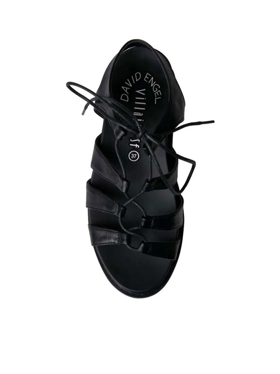 VILLAINS SF YAMKA Women's Platform Gladiator Heels BLACK