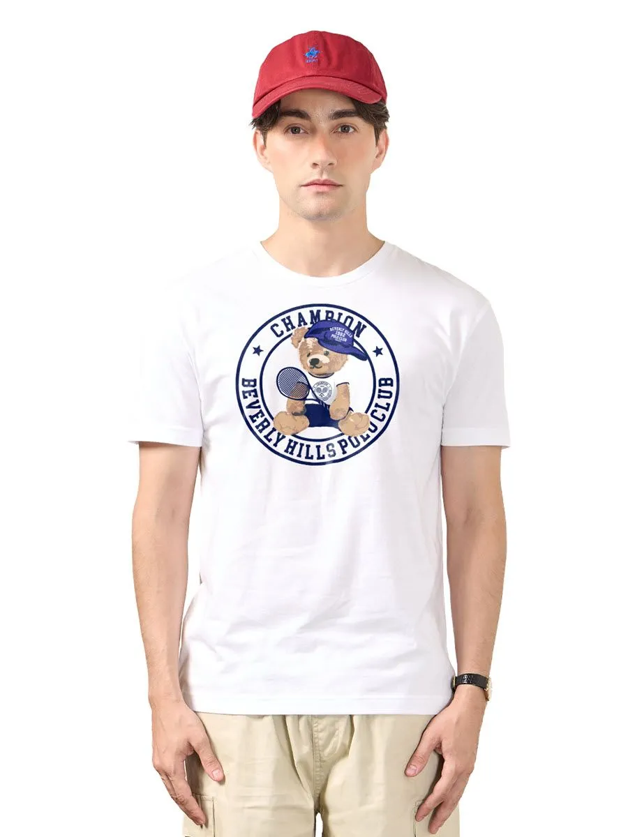 BEVERLY HILLS POLO CLUB White Unisex T-Shirt REGULAR-FIT Model BNSR335 Size - L