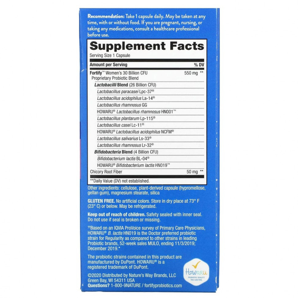Nature's Way, Fortify, женский пробиотик + пребиотики, повседневный уход, 30 миллиардов, 30 овощей с отсроченным высвобождением. капсул с отсроченным высвобождением